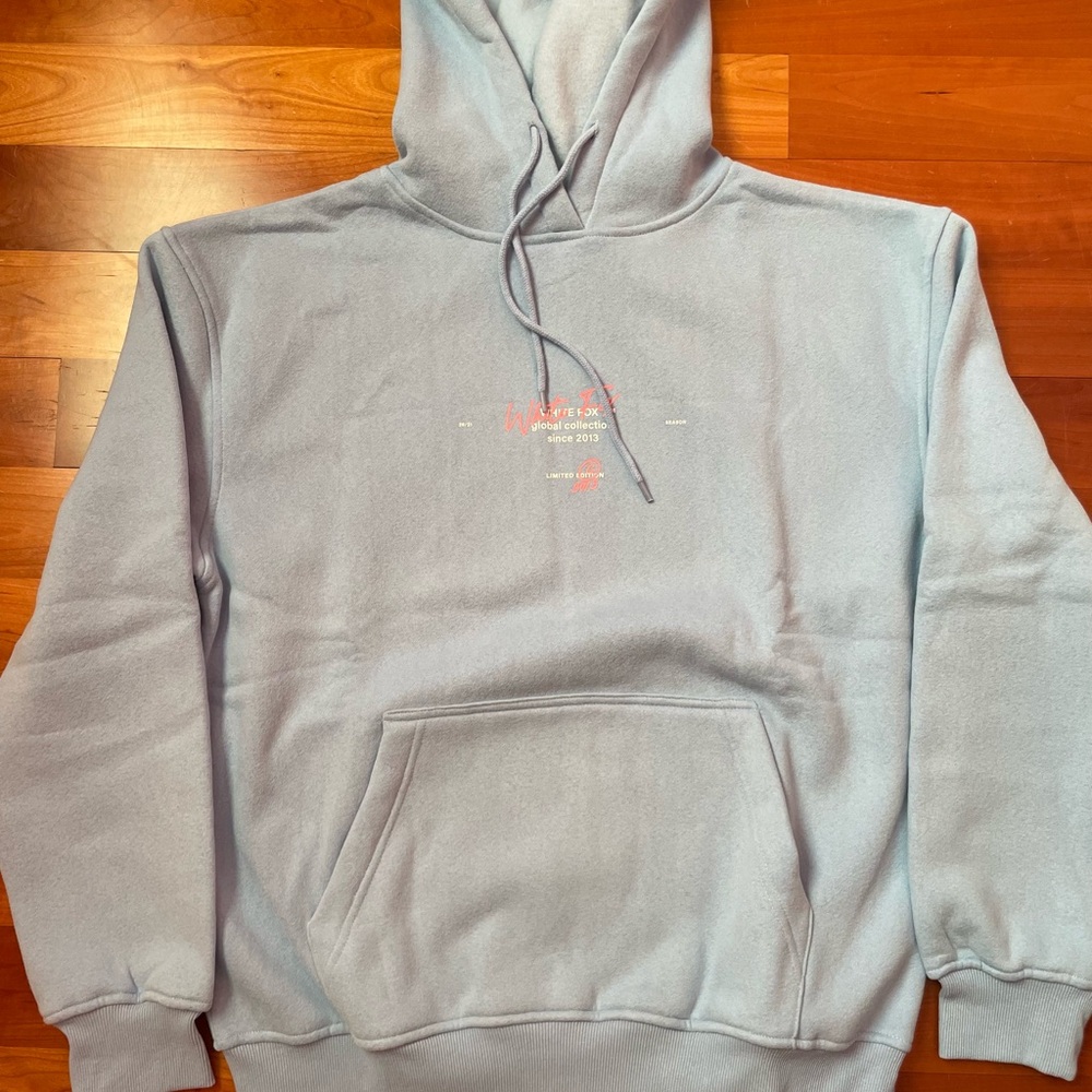 NWT White Fox Hoodie in Baby Blue size S/M